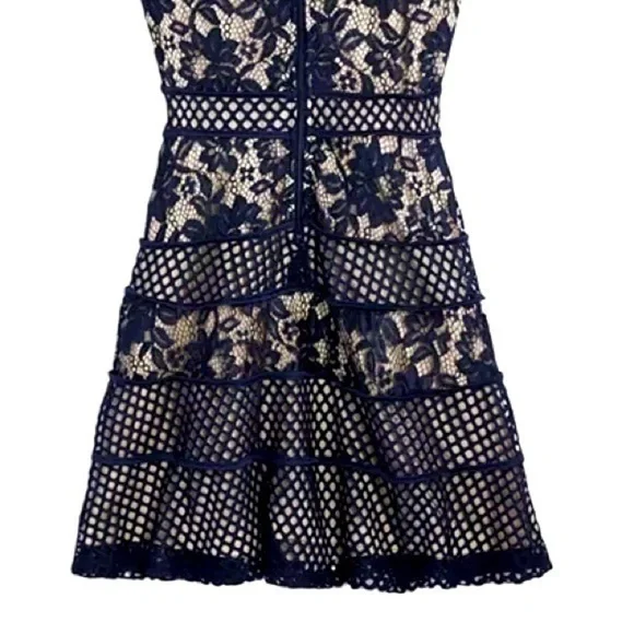 US ANGELS Girls' Color Block Lace Panel Dress in Navy size 14 gently preloved - Picture 2 of 11
